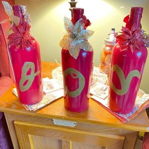 Craft empty wine bottles decorated